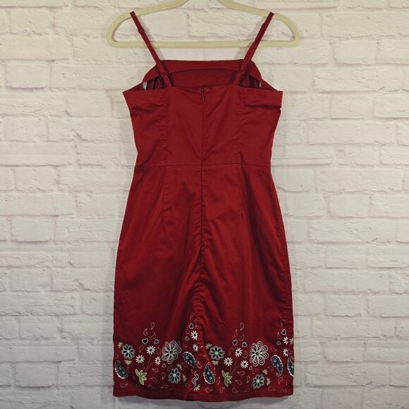 M Aeropostale Vintage Y2K Red Butterfly Floral Print Strap Dress Womens Size 4 - Picture 4 of 8